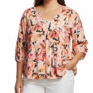 Sara Michelle Women Floral Peplum Top Rayon Boho Casual 3X